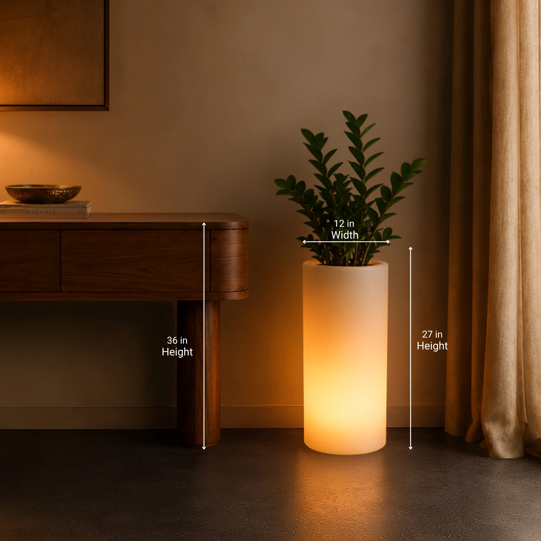 size of bliss LED Planter