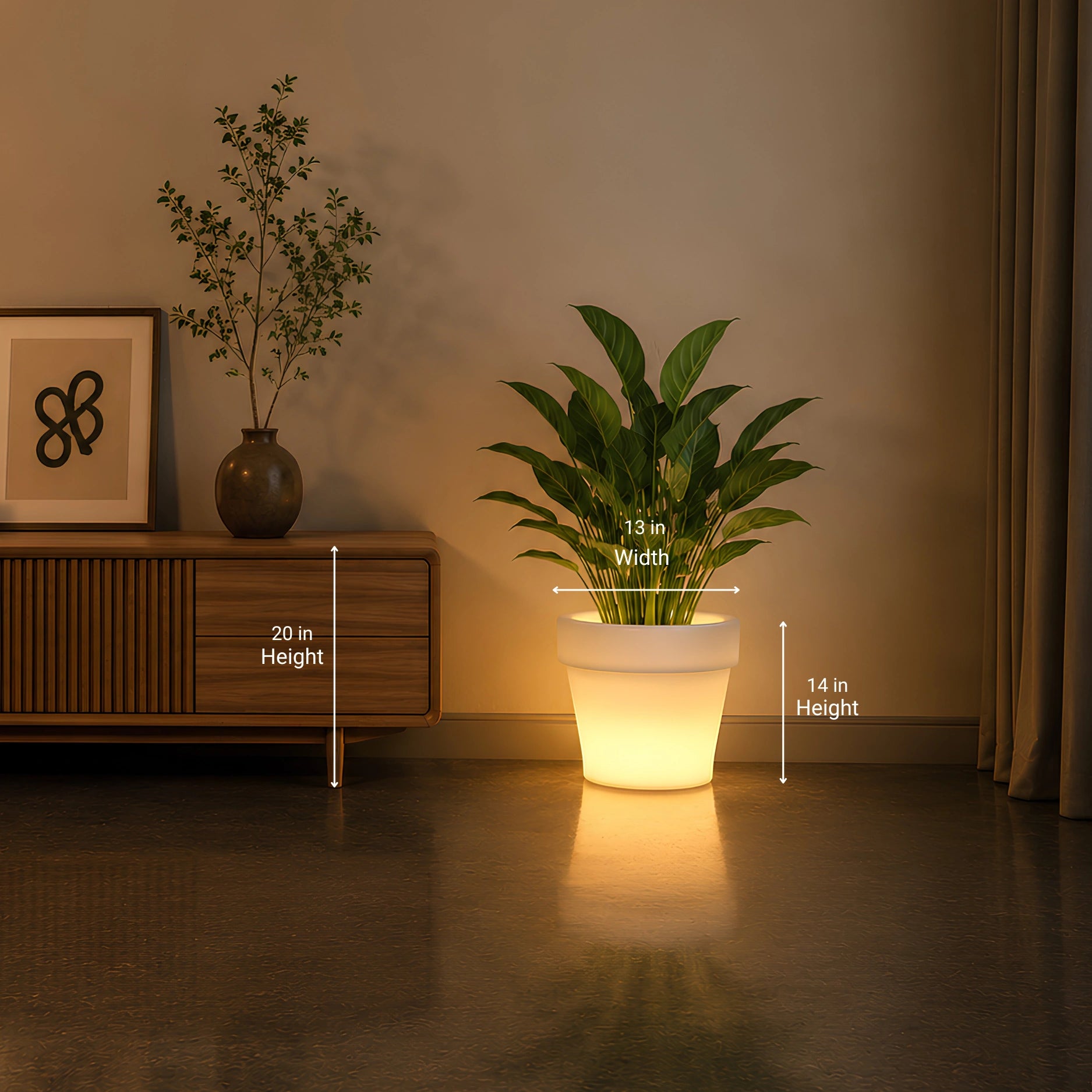 size of curvada led planter